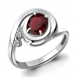 Серебряное кольцо AQUAMARINE с фианитом и гранатом А6932903А фото