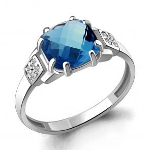 Серебряное кольцо AQUAMARINE с фианитом и Лондон топазом А6933493А фото