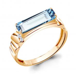 Кольцо из золочёного серебра AQUAMARINE с фианитом и турмалином А6934088А-п фото