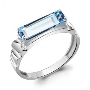 Серебряное кольцо AQUAMARINE с фианитом и турмалином А6934088А фото