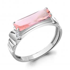 Серебряное кольцо AQUAMARINE с фианитом и морганитом А6934090А фото