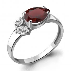 Серебряное кольцо AQUAMARINE с фианитом и гранатом А6934203А фото
