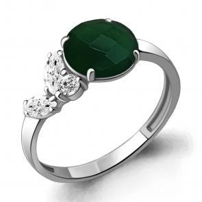 Серебряное кольцо AQUAMARINE с фианитом и агатом А6934309А фото