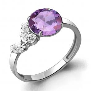 Серебряное кольцо AQUAMARINE с фианитом и алекситом А6934325А фото