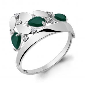 Серебряное кольцо AQUAMARINE с фианитом и агатом А6934809А фото