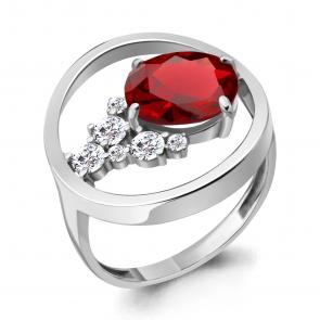 Серебряное кольцо AQUAMARINE с фианитом и гранатом А6935385А фото