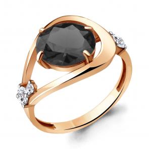 Кольцо из золочёного серебра AQUAMARINE с фианитом и ювелирным кристаллом А6935483А-п фото