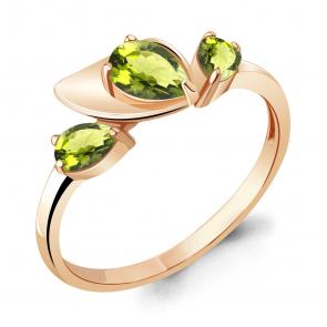 Кольцо из золочёного серебра AQUAMARINE с хризолитом А6935607-п фото