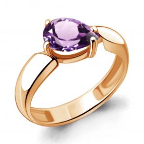 Кольцо из золочёного серебра AQUAMARINE с аметистом А6935804-п фото