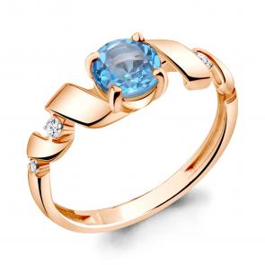 Кольцо из золочёного серебра AQUAMARINE с топазом и фианитом А6936105А-п фото