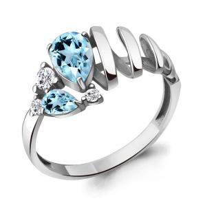 Серебряное кольцо AQUAMARINE с топазом и фианитом А6937502А фото