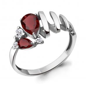 Серебряное кольцо AQUAMARINE с фианитом и гранатом А6937503А фото