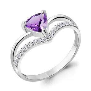 Серебряное кольцо AQUAMARINE с фианитом и аметистом А6938504А фото