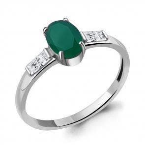 Серебряное кольцо AQUAMARINE с фианитом и агатом А6938609 фото