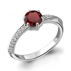 Серебряное кольцо AQUAMARINE с фианитом и гранатом А6938703А фото