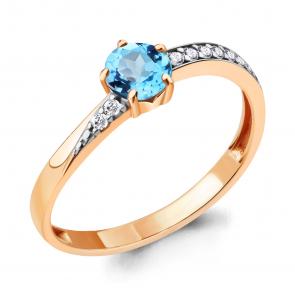 Кольцо из золочёного серебра AQUAMARINE с топазом и фианитом А6938805А-п фото
