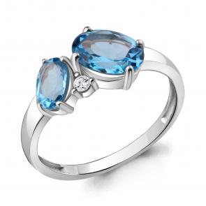 Серебряное кольцо AQUAMARINE с топазом и фианитом А6938905А фото