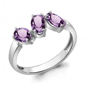 Серебряное кольцо AQUAMARINE с аметистом А6939004 фото