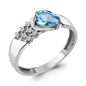 Серебряное кольцо AQUAMARINE с топазом и фианитом А6939205А фото