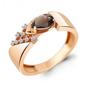 Кольцо из золочёного серебра AQUAMARINE с фианитом и кварцем А6939301А-п фото