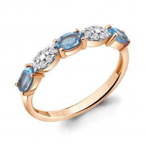 Кольцо из золочёного серебра AQUAMARINE с топазом и фианитом А6940305А-п фото
