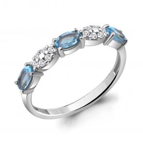 Серебряное кольцо AQUAMARINE с топазом и фианитом А6940305А фото