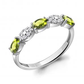 Серебряное кольцо AQUAMARINE с фианитом и хризолитом А6940307А фото