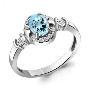 Серебряное кольцо AQUAMARINE с топазом и фианитом А6940602А фото