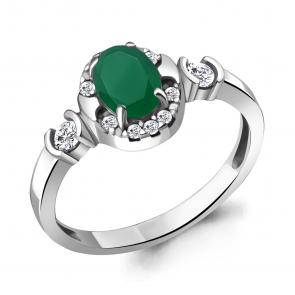 Серебряное кольцо AQUAMARINE с фианитом и агатом А6940609А фото