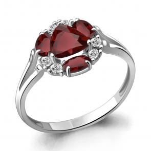 Серебряное кольцо AQUAMARINE с фианитом и гранатом А6941203А фото