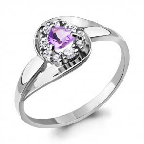 Серебряное кольцо AQUAMARINE с фианитом и аметистом А6941304А фото