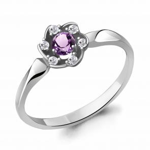 Серебряное кольцо AQUAMARINE с фианитом и аметистом А6941404А фото