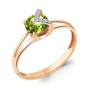 Кольцо из золочёного серебра AQUAMARINE с фианитом и хризолитом А6941807А-п фото