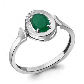 Серебряное кольцо AQUAMARINE с фианитом и агатом А6942109А фото