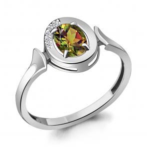 Серебряное кольцо AQUAMARINE с фианитом и султанитом А6942119А фото