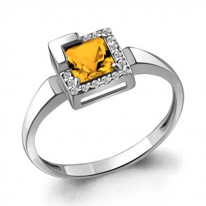 Серебряное кольцо AQUAMARINE с фианитом и цитрином А6942206А фото