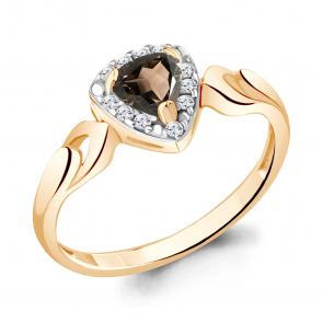 Кольцо из золочёного серебра AQUAMARINE с фианитом и кварцем А6942501А-п фото