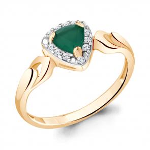 Кольцо из золочёного серебра AQUAMARINE с фианитом и агатом А6942509А-п фото