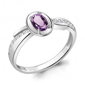 Серебряное кольцо AQUAMARINE с фианитом и аметистом А6942604А фото