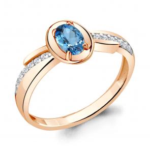 Кольцо из золочёного серебра AQUAMARINE с топазом и фианитом А6942605А-п фото