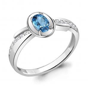 Серебряное кольцо AQUAMARINE с топазом и фианитом А6942605А фото