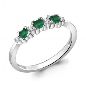 Серебряное кольцо AQUAMARINE с фианитом и агатом А6942709А фото