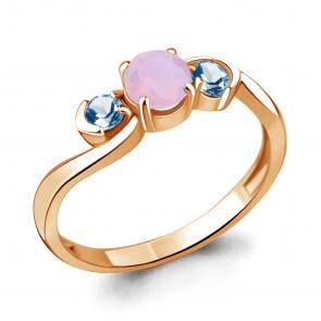 Кольцо из золочёного серебра AQUAMARINE с топазом и опалом А69429612-п фото