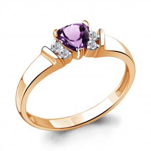 Кольцо из золочёного серебра AQUAMARINE с фианитом и аметистом А6943004А-пк фото