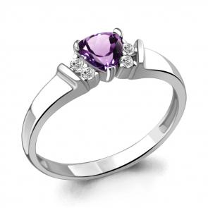 Серебряное кольцо AQUAMARINE с фианитом и аметистом А6943004А фото