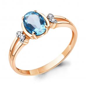 Кольцо из золочёного серебра AQUAMARINE с топазом и фианитом А6943105А-п фото