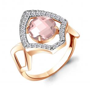 Кольцо из золочёного серебра AQUAMARINE с фианитом и морганитом А6943590А-п фото