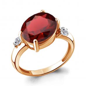 Кольцо из золочёного серебра AQUAMARINE с фианитом и гранатом А6943785А-п фото
