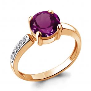Кольцо из золочёного серебра AQUAMARINE с фианитом и аметистом А6943884А-п фото