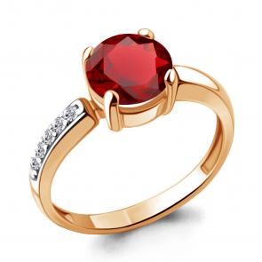 Кольцо из золочёного серебра AQUAMARINE с фианитом и гранатом А6943885А-п фото